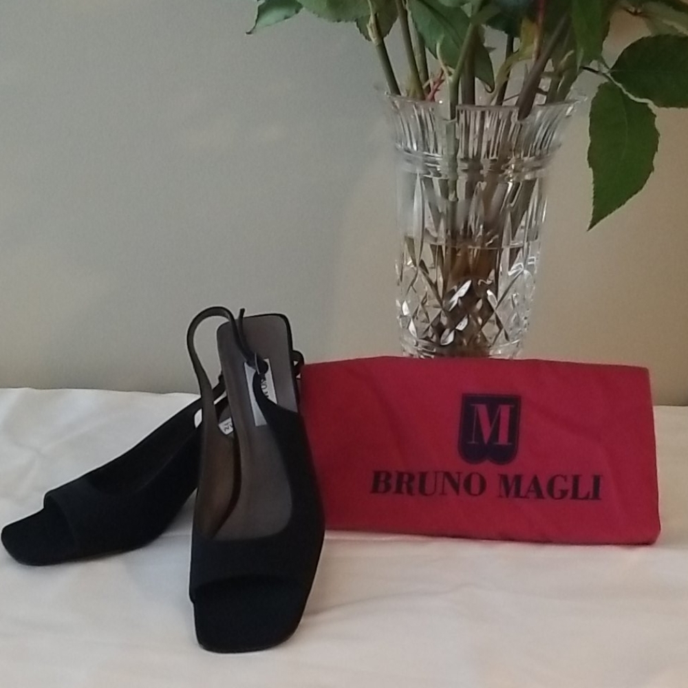 Bruno Magli Black open toe slingback size 7